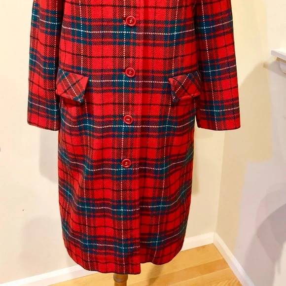 Pendleton Wool Red Plaid Coat Vtg. 50's - Small Perfect for Fall & the Holidays - Picture 14 of 15